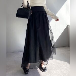 Black back tie lace maxi skirt